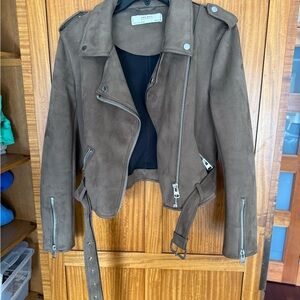 Women's Brown Suede Moto Jacket